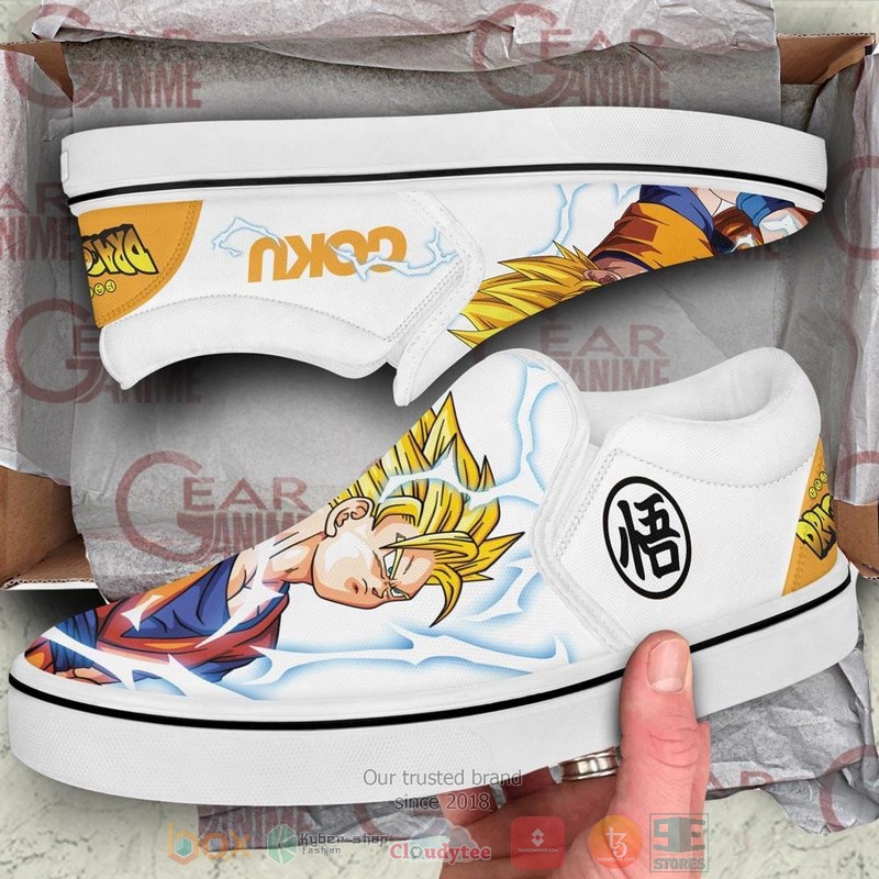 Goku SSJ Canvas Dragon Ball Anime Slip-On Sneaker Shoes 3 Goku SSJ Canvas Dragon Ball Anime Slip On Shoes 1 2