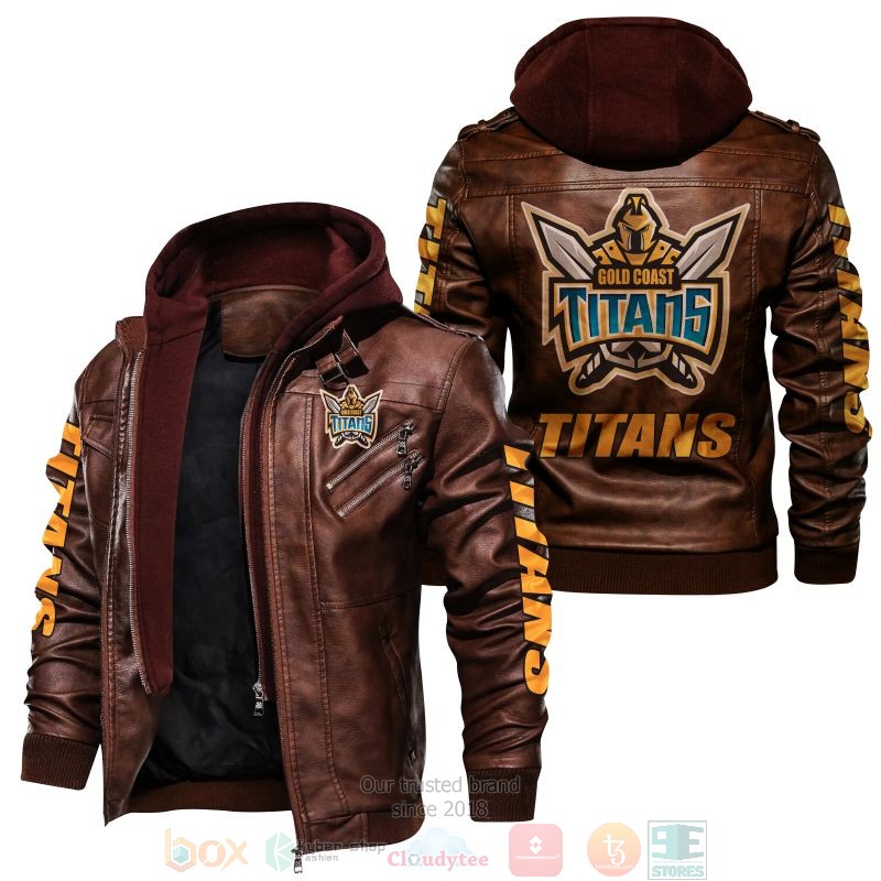 HOT Gold Coast Titans NRL Leather Jacket 2 Gold Coast Titans NRL Leather Jacket 1