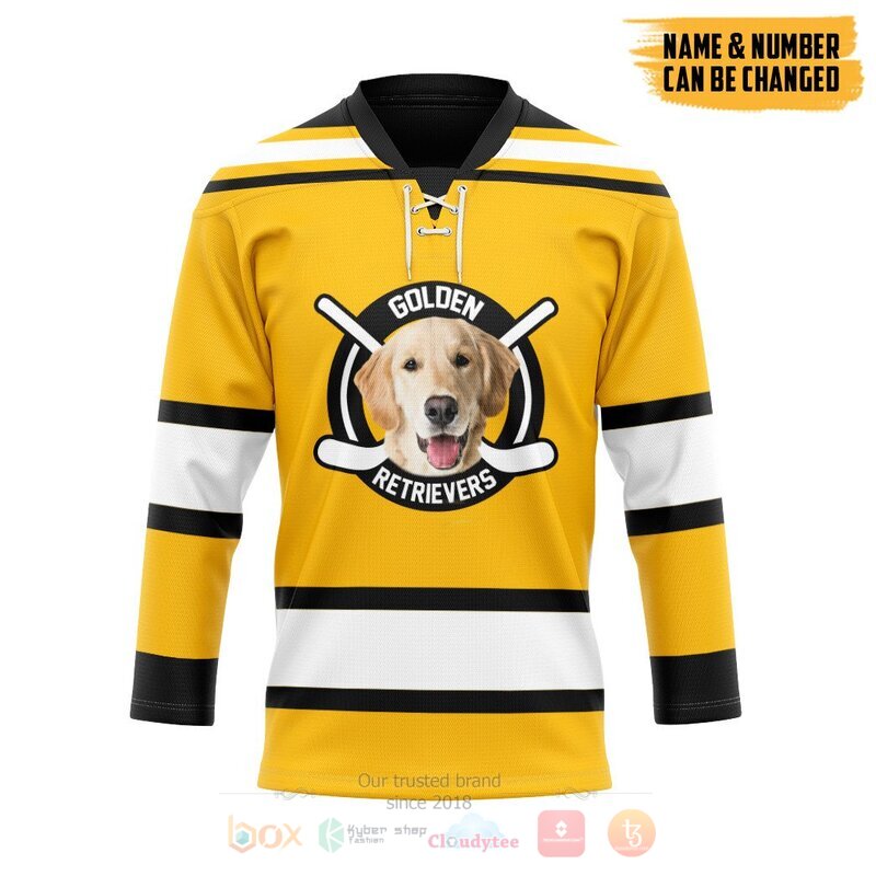 Golden Retrievers Dog Custom Hockey Jersey 9 Golden Retrievers Dog Custom Hockey Jersey