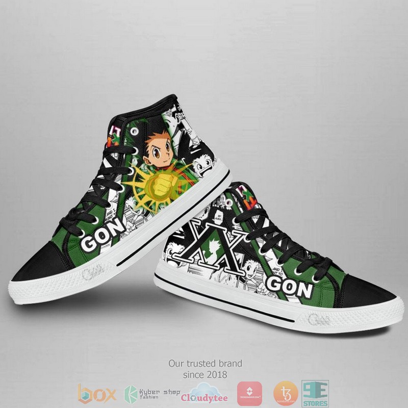 Gon Jajanken Hunter X Hunter High Top Canvas Shoes 4 Gon Jajanken Hunter X Hunter High Top Canvas Shoes 1 2 3