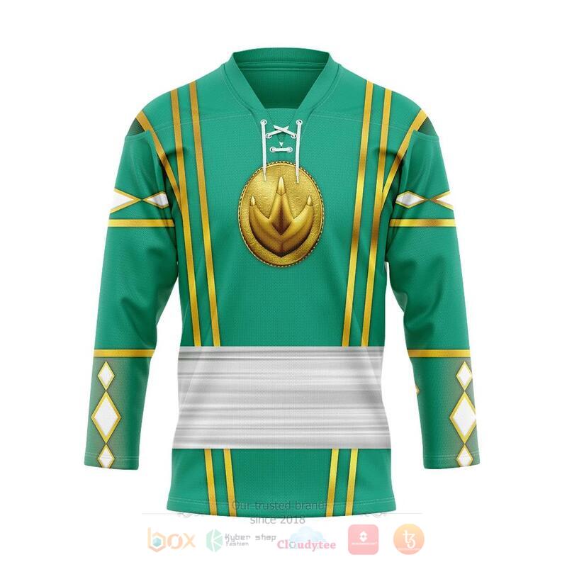Green Ninja Mighty Morphin Power Rangers Ninjetti Custom Hockey Jersey
