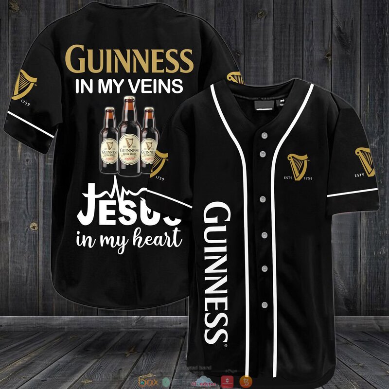 Guinness in my veins Jesus in my heart Baseball Jersey