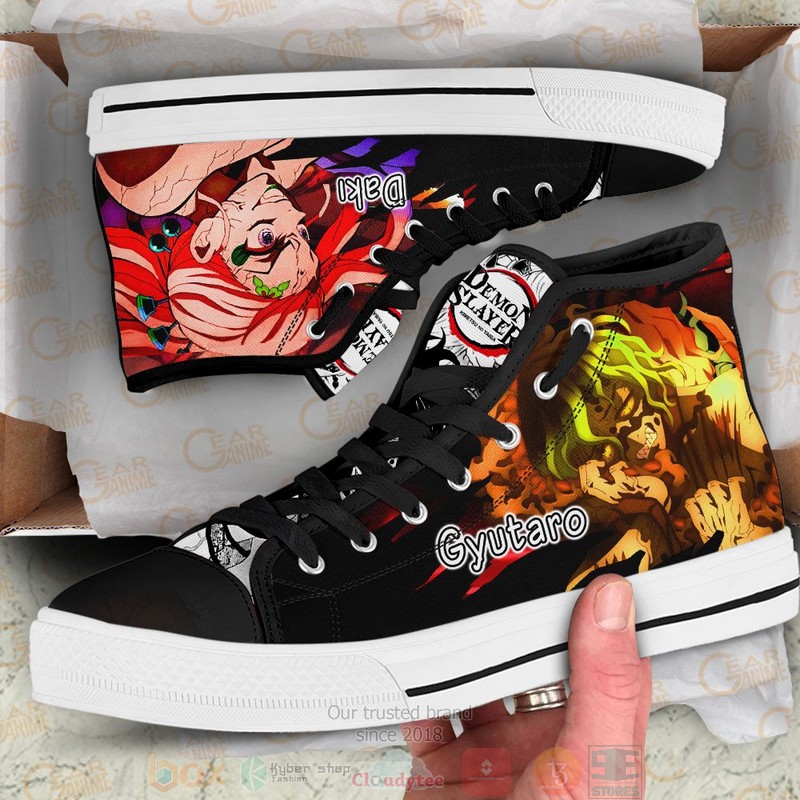 Gyutaro and Daki Demon Slayer Anime Canvas High Top Shoes 1