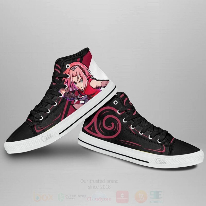 BEST Haruno Sakura Custom Anime High Top Canvas Sneakers 3 Haruno Sakura Custom Anime High Top Shoes 1 2