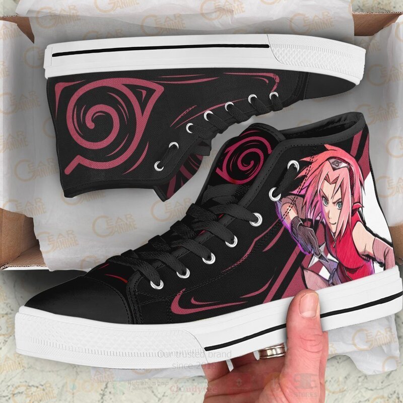 BEST Haruno Sakura Custom Anime High Top Canvas Sneakers 4 Haruno Sakura Custom Anime High Top Shoes 1 2 3