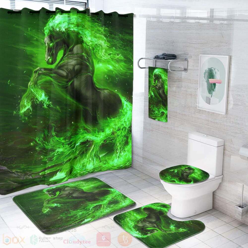 Horse Green Bathroom Set