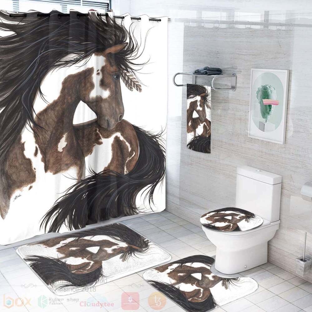 Horse White Native American Bathroom Set