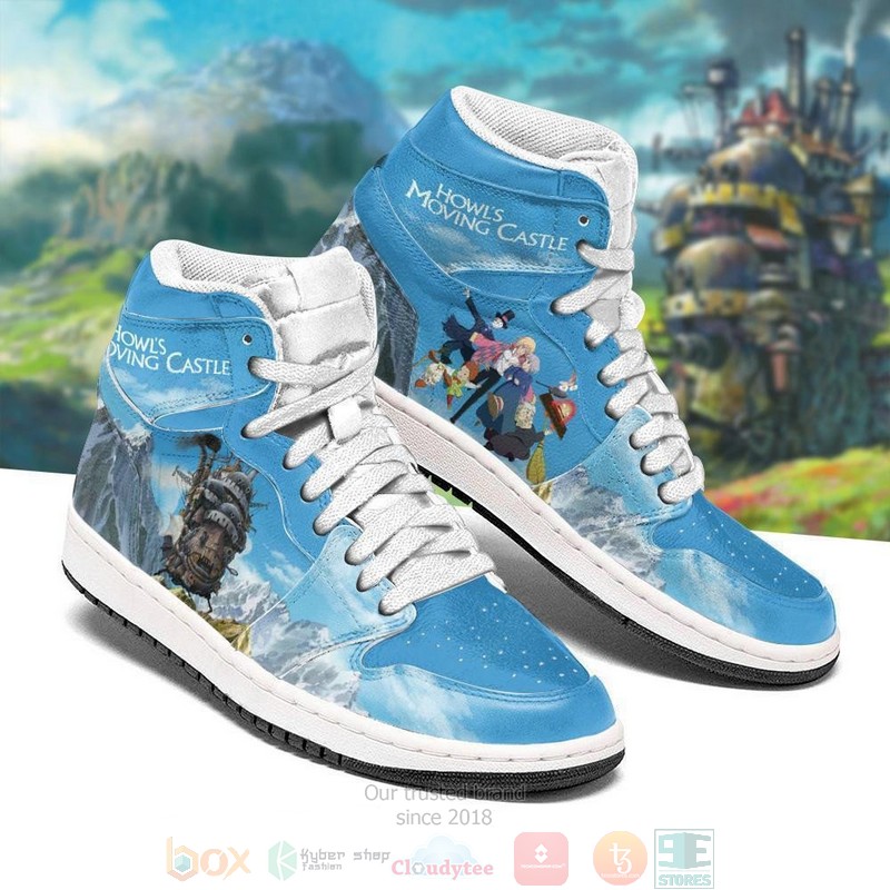 Howl's Moving Castle Anime Leather Air Jordan High Top Sneaker Shoes 2 Howls Moving Castle Anime Leather Air Jordan High Top Shoes 1