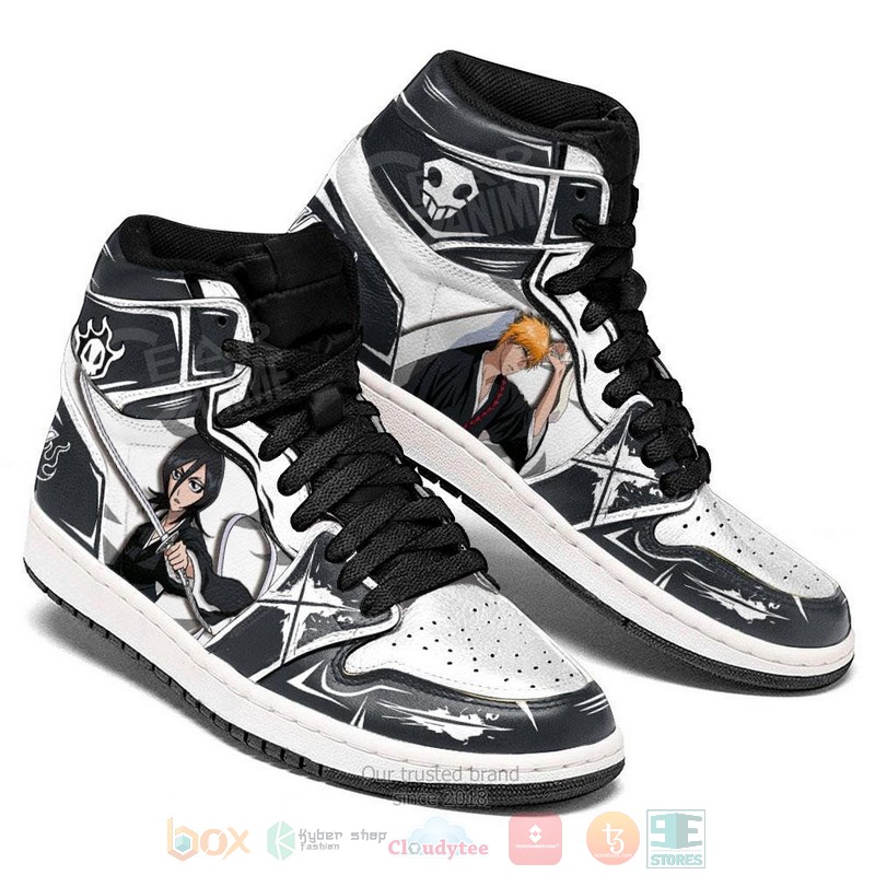 Ichigo Kurosaki And Rukia Kuchiki Anime Bleach Air Jordan high top Sneaker Shoes 4 Ichigo Kurosaki And Rukia Kuchiki Anime Bleach Air Jordan high top shoes 1 2 3