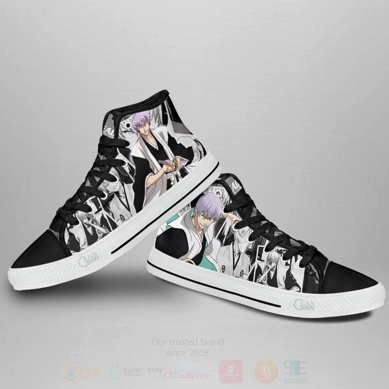 BEST Ichimaru Gin Custom Bleach Anime High Top Canvas Sneakers 4 Ichimaru Gin Custom Bleach Anime High Top Shoes 1 2 3