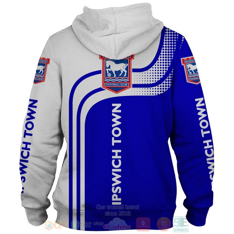 Ipswich Town FC blue white shirt, hoodie 2 Ipswich Town FC blue white 3D shirt hoodie 1