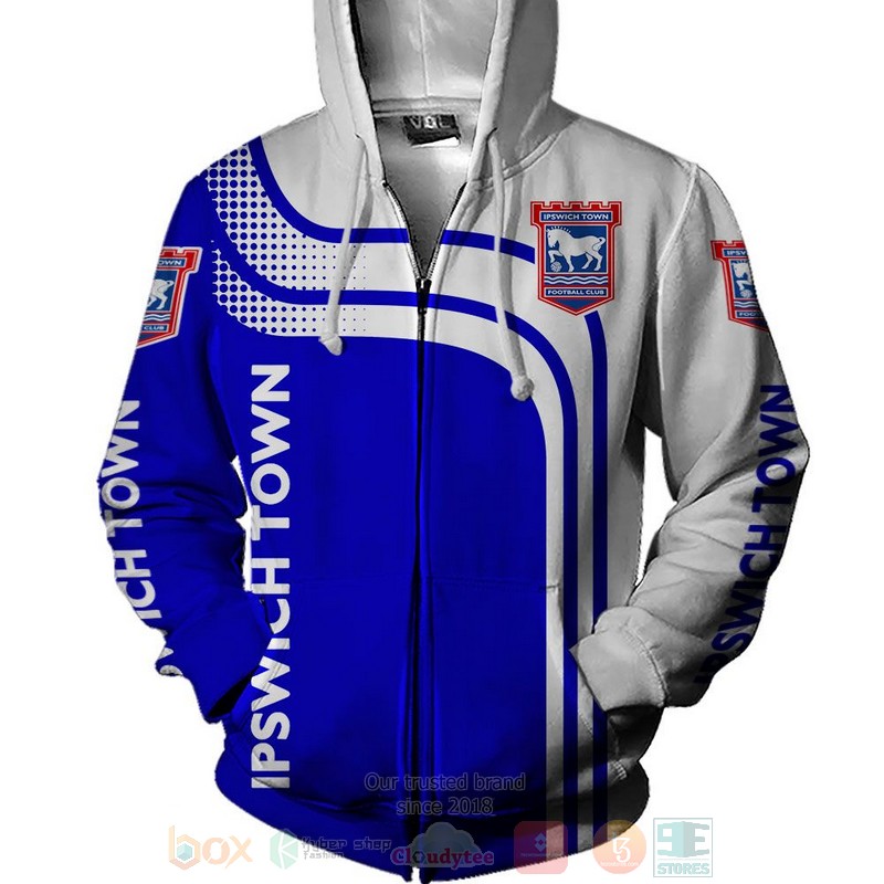 Ipswich Town FC blue white shirt, hoodie 3 Ipswich Town FC blue white 3D shirt hoodie 1 2