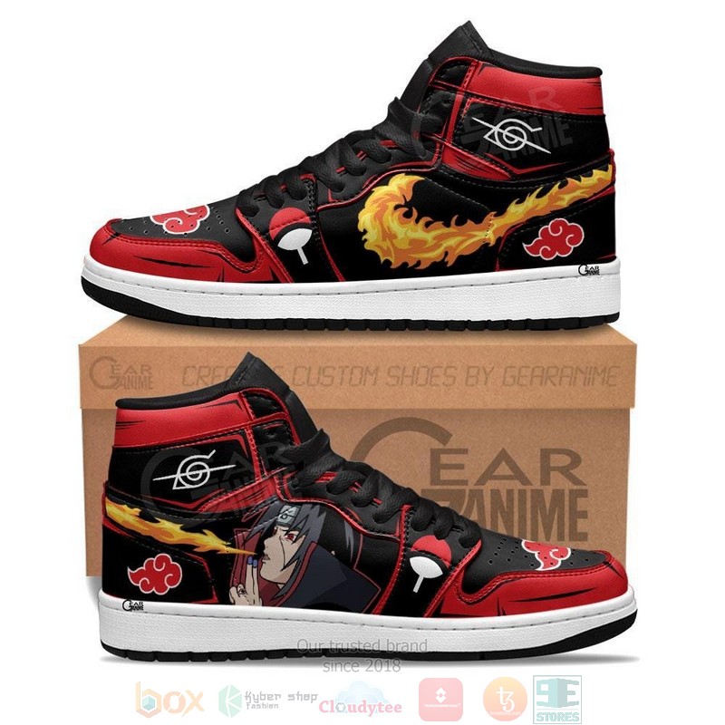 Itachi Fireball No Jutsu Akatsuki Anime Air Jordan High Top Shoes 1