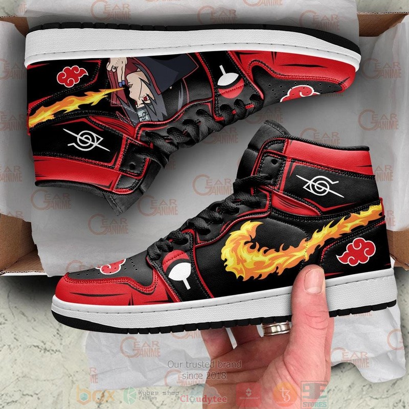 Itachi Fireball No Jutsu Akatsuki Anime Air Jordan High Top Shoes 1 2