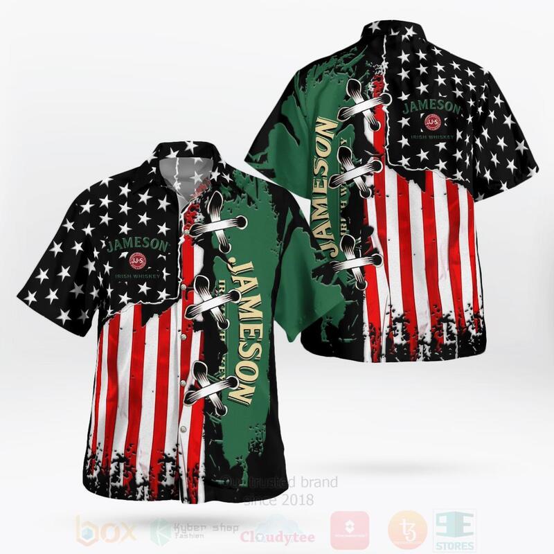 Jameson Irish Whiskey American Flag Hawaiian Shirt