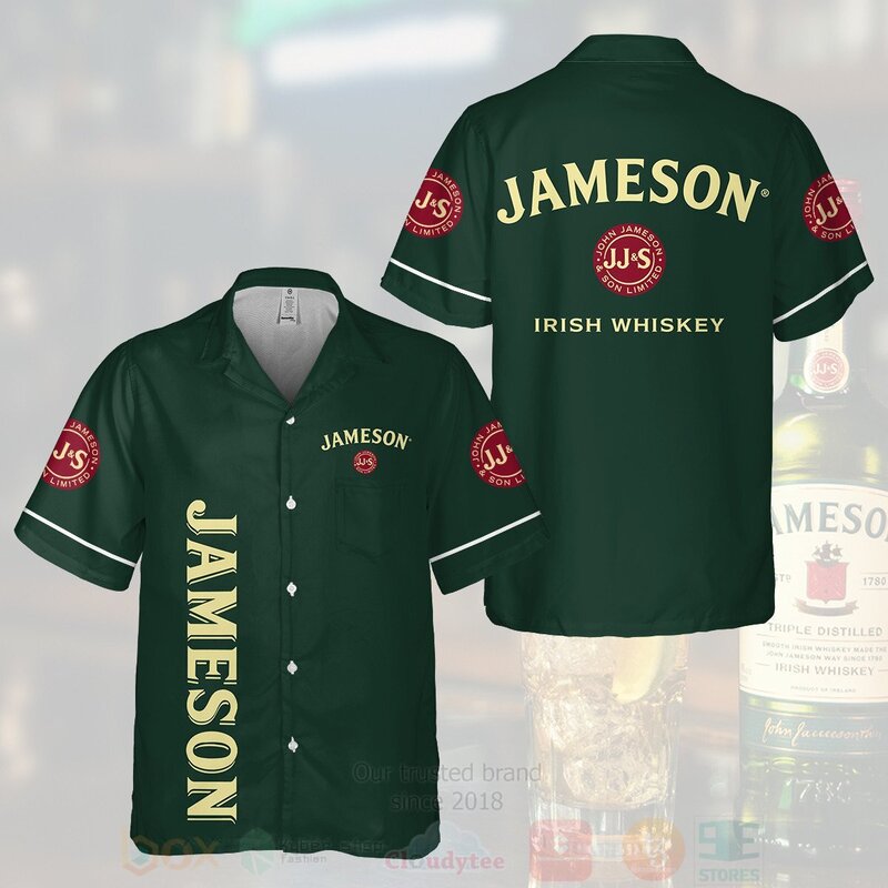 Jameson Irish Whiskey Dark Green Hawaiian Shirt