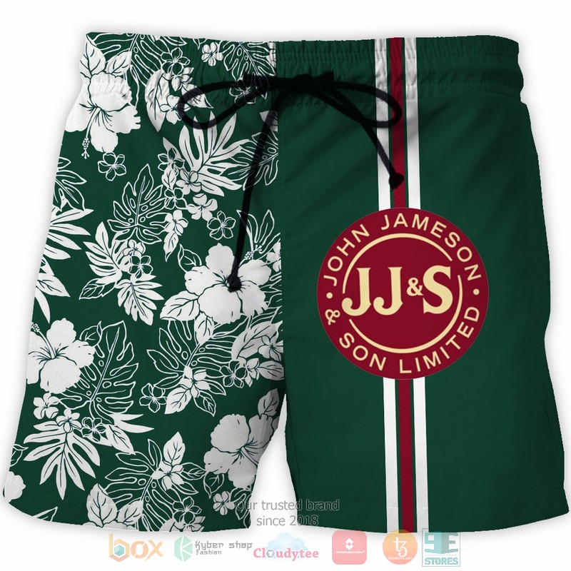 Jameson Irish Whiskey tropical plant beach shorts