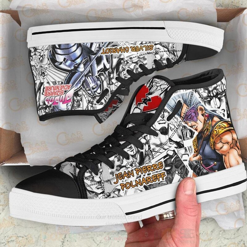 Jean Pierre Polnareff Custom Manga Anime Jojos Birraze Adventure High Top Shoes 1