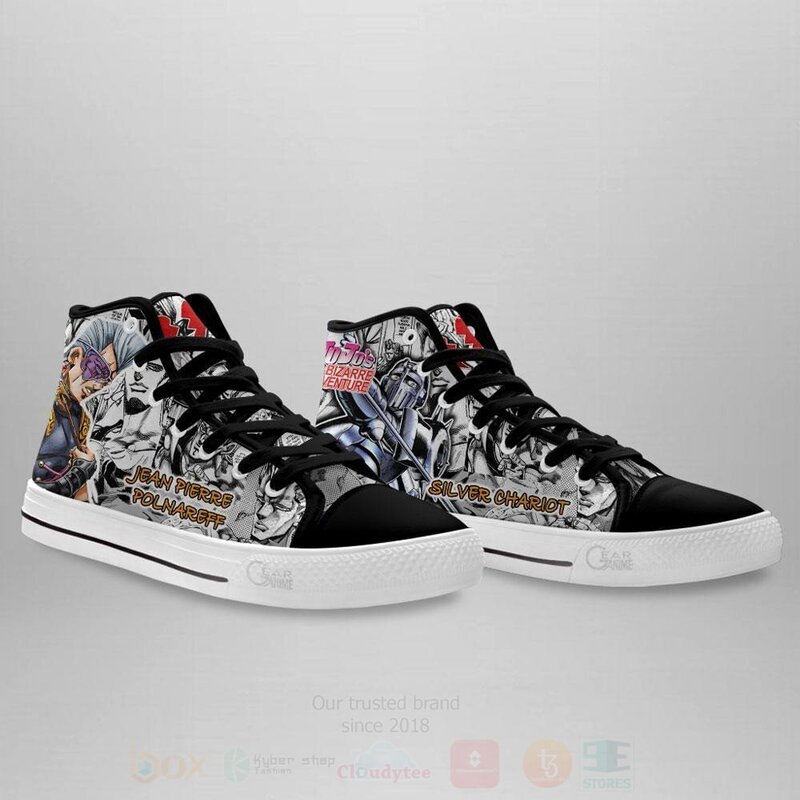 Jean Pierre Polnareff Custom Manga Anime Jojos Birraze Adventure High Top Shoes 1 2