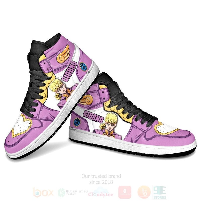 BEST JoJo's Bizarre Adventure Giorno Giovanna Custom Anime Air Jordan 1 Retro High 4 JoJos Bizarre Adventure Giorno Giovanna Custom Anime Air Jordan High Top Shoes 1 2 3