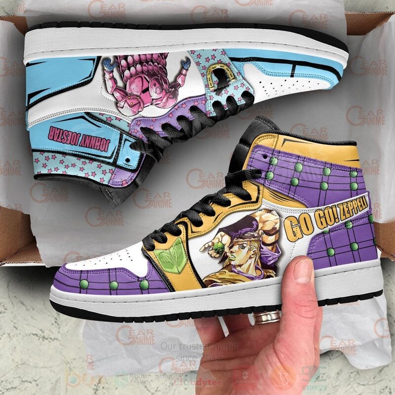 JoJos Bizarre Adventure Gyro Zeppeli and Johnny Joestar Custom Anime Air Jordan High Top Shoes 1