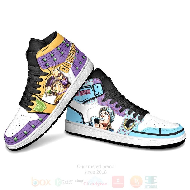 BEST JoJo's Bizarre Adventure Gyro Zeppeli and Johnny Joestar Custom Anime Air Jordan 1 Retro High 4 JoJos Bizarre Adventure Gyro Zeppeli and Johnny Joestar Custom Anime Air Jordan High Top Shoes 1 2 3