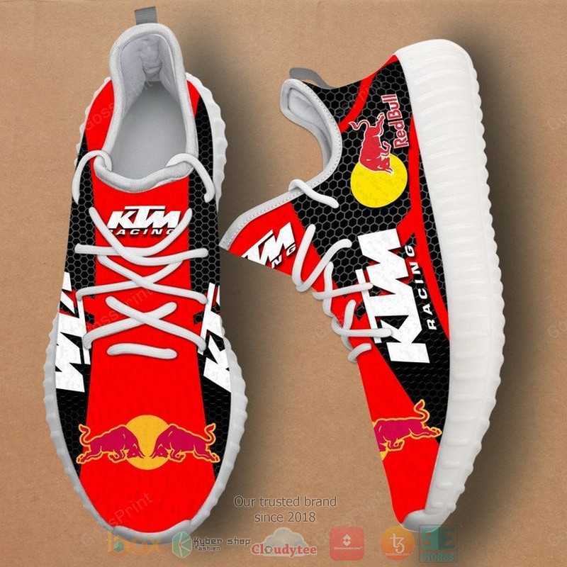 HOT KTM Racing Red Bull red black yeezy sneaker shoes 4 KTM Racing Red Bull red black yeezy shoes 1 2 3