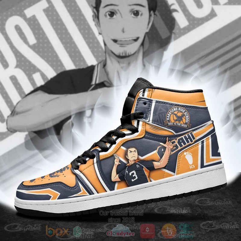 Karasuno Asahi Azumane Haikyuu Anime Air Jordan high top shoes 1 2 3