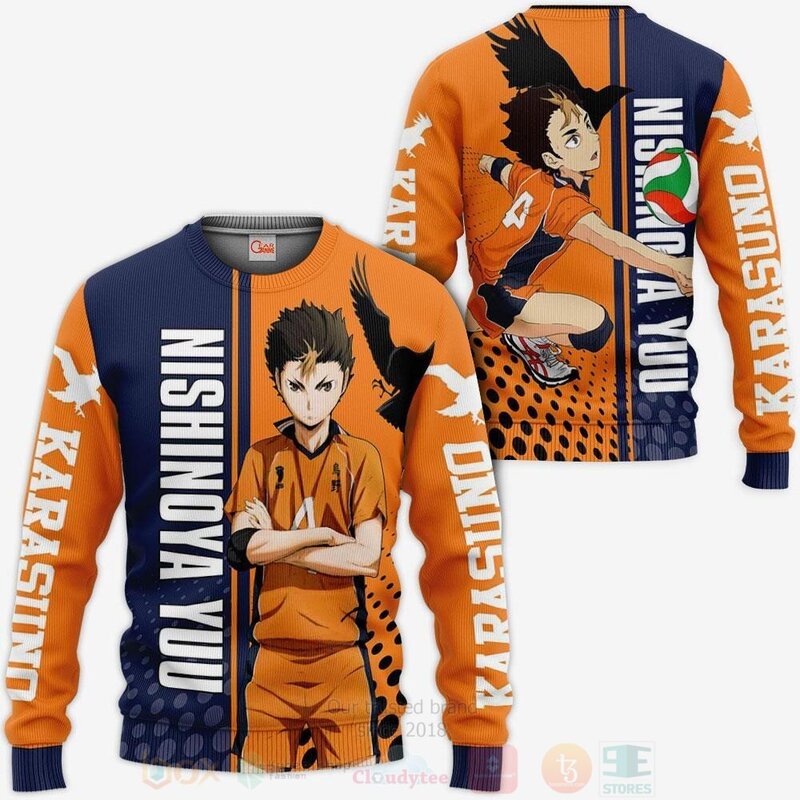 BEST Karasuno Nishinoya Yuu Haikyuu Custom Anime 3D Hoodie, T-Shirt 2 Karasuno Nishinoya Yuu Haikyuu Custom Anime 3D Hoodie Shirt 1