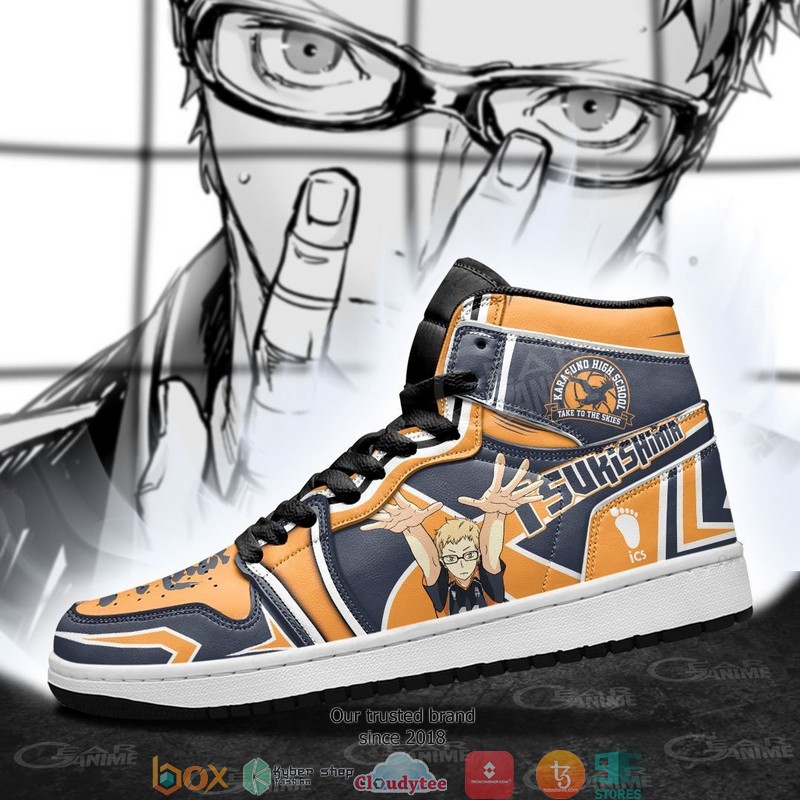 Karasuno Tsukishima Kei Haikyuu Anime Air Jordan High Top Shoes 1 2