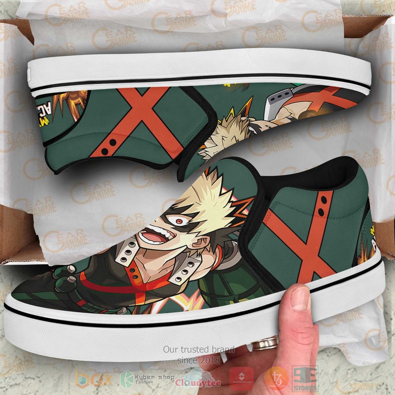 Katsuki Bakugo Anime My Hero Academia Slip-On Sneaker Shoes 3 Katsuki Bakugo Anime My Hero Academia Slip On Shoes 1 2