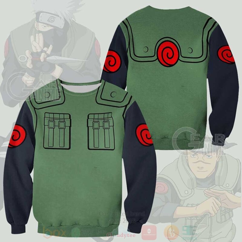 BEST Konoha Jounins Uniform Costume Leaf Village Anime 3D Hoodie, T-Shirt 2 Konoha Jounins Uniform Costume Leaf Village Anime 3D Hoodie Shirt 1