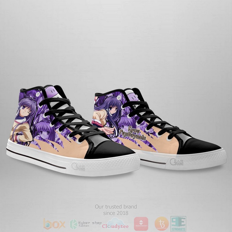 Kyou Fujibayashi Clannad Anime Canvas High Top Sneaker Shoes 3 Kyou Fujibayashi Clannad Anime Canvas High Top Shoes 1 2