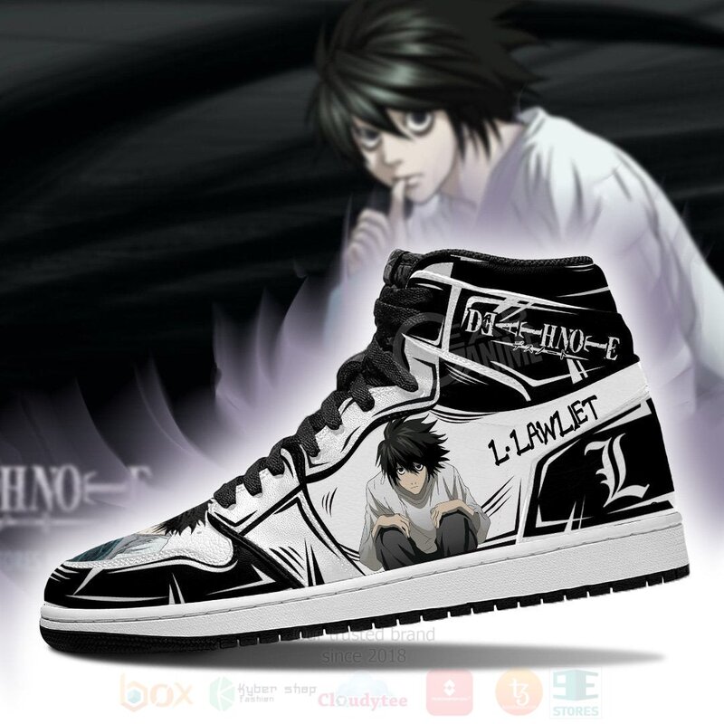 L Lawliet Custom Death Note Anime Air Jordan High Top Shoes 1 2