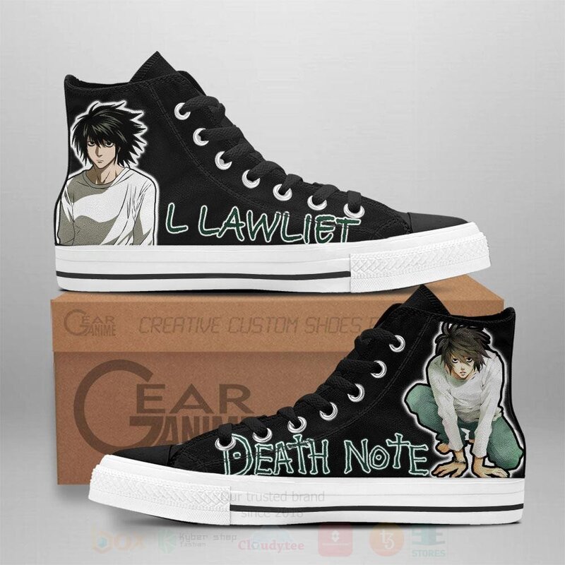 L Lawliet Custom Death Note Anime High Top Shoes