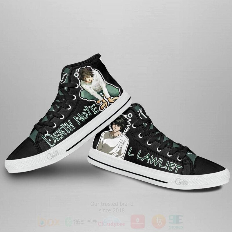 BEST L Lawliet Custom Death Note Anime High Top Canvas Sneakers 3 L Lawliet Custom Death Note Anime High Top Shoes 1 2