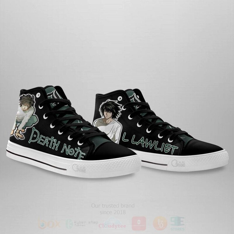 BEST L Lawliet Custom Death Note Anime High Top Canvas Sneakers 4 L Lawliet Custom Death Note Anime High Top Shoes 1 2 3