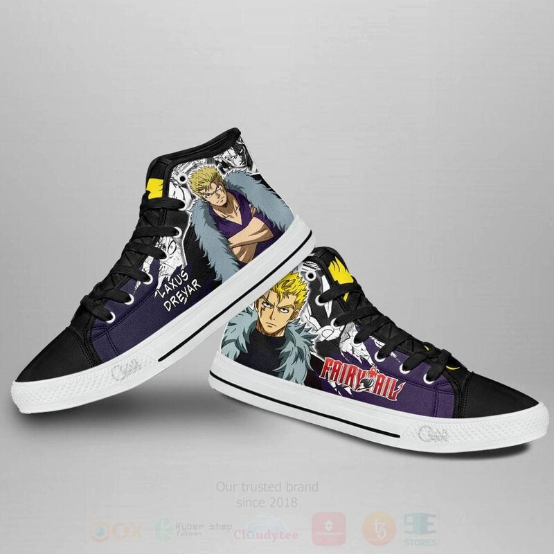 BEST Laxus Dreyar Custom Fairy Tail Anime High Top Canvas Sneakers 3 Laxus Dreyar Custom Fairy Tail Anime High Top Shoes 1 2