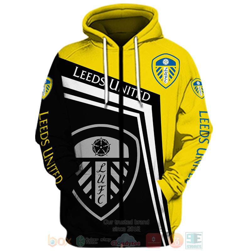 Leeds United black yellow shirt, hoodie 3 Leeds United black yellow 3D shirt hoodie 1 2