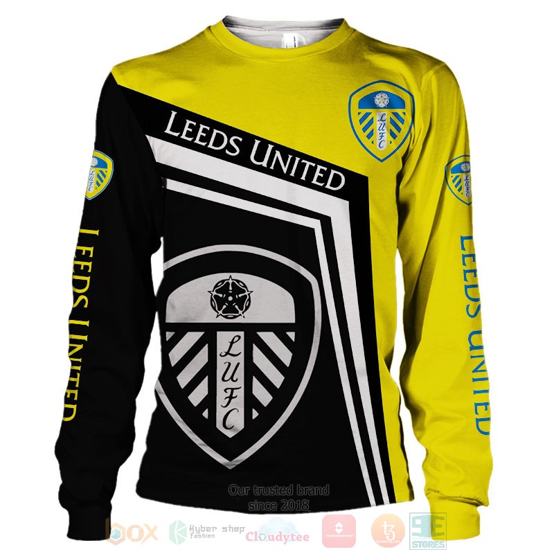 Leeds United black yellow shirt, hoodie 4 Leeds United black yellow 3D shirt hoodie 1 2 3