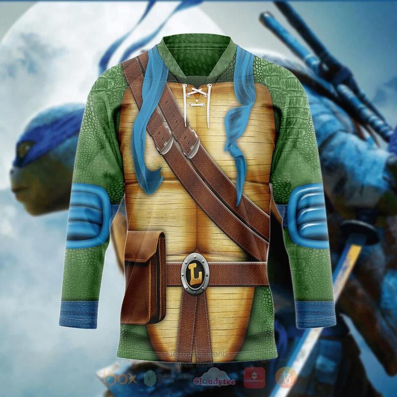 Leonardo TMNT Cosplay Custom Hockey Jersey 3 Leonardo TMNT Cosplay Custom Hockey Jersey 1 2