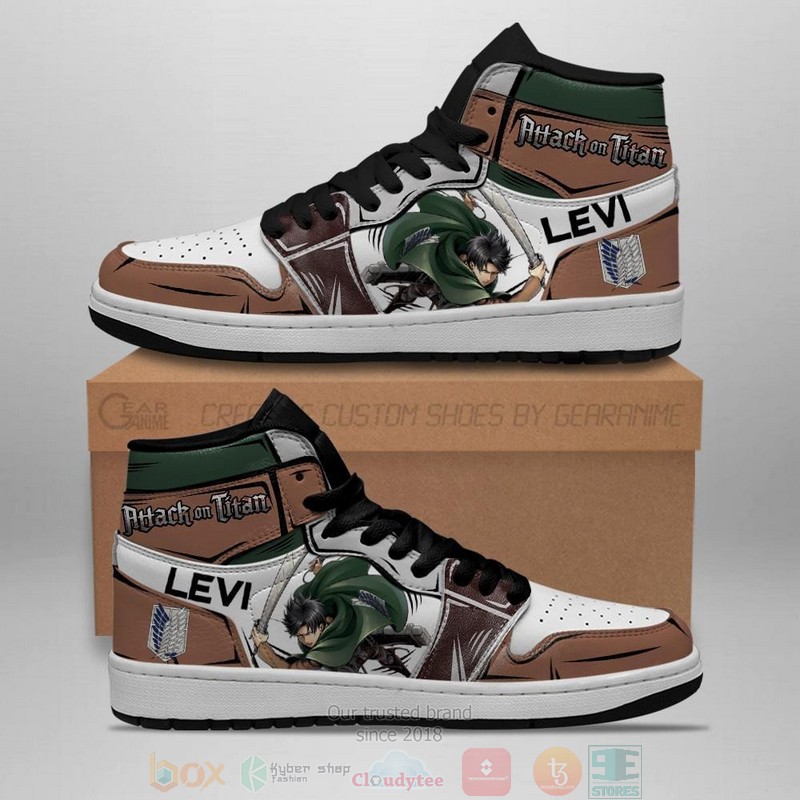 Levi Ackerman Attack On Titan Anime Air Jordan High Top Sneaker Shoes 1 Levi Ackerman Attack On Titan Anime Air Jordan High Top Shoes