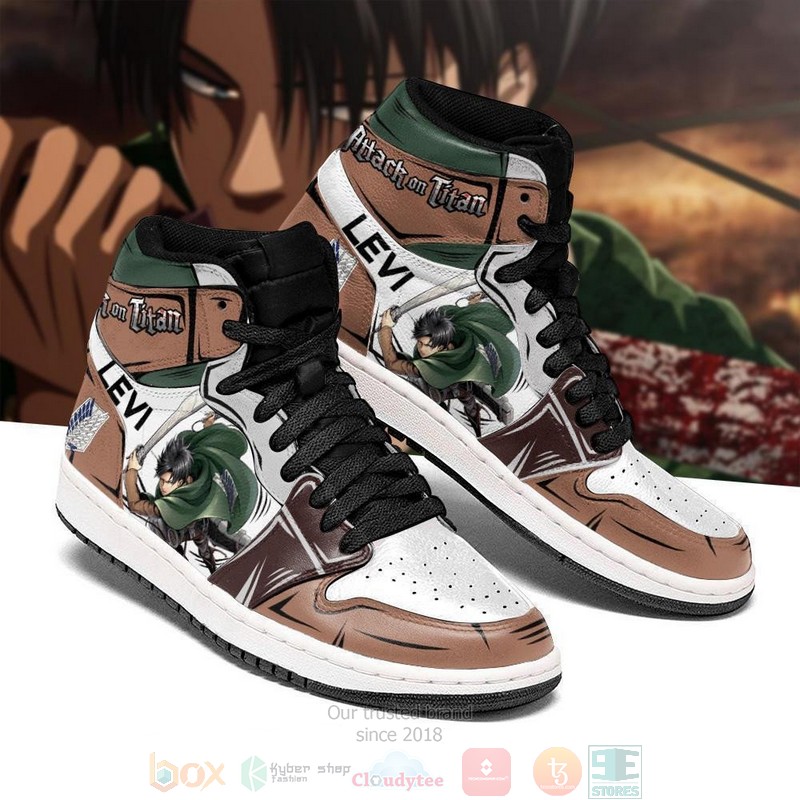 Levi Ackerman Attack On Titan Anime Air Jordan High Top Sneaker Shoes 2 Levi Ackerman Attack On Titan Anime Air Jordan High Top Shoes 1