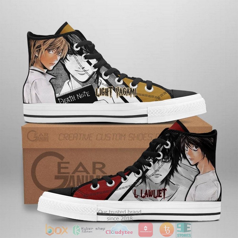 Light Yagami and L Lawliet Death Note High Top Canvas Shoes