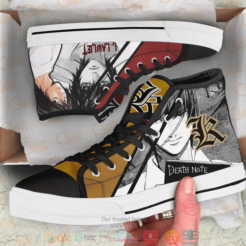 Light Yagami and L Lawliet Death Note High Top Canvas Shoes 1