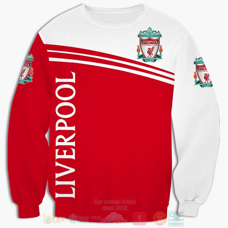 Liverpool FC red white shirt, hoodie 4 Liverpool FC red white 3D shirt hoodie 1 2 3
