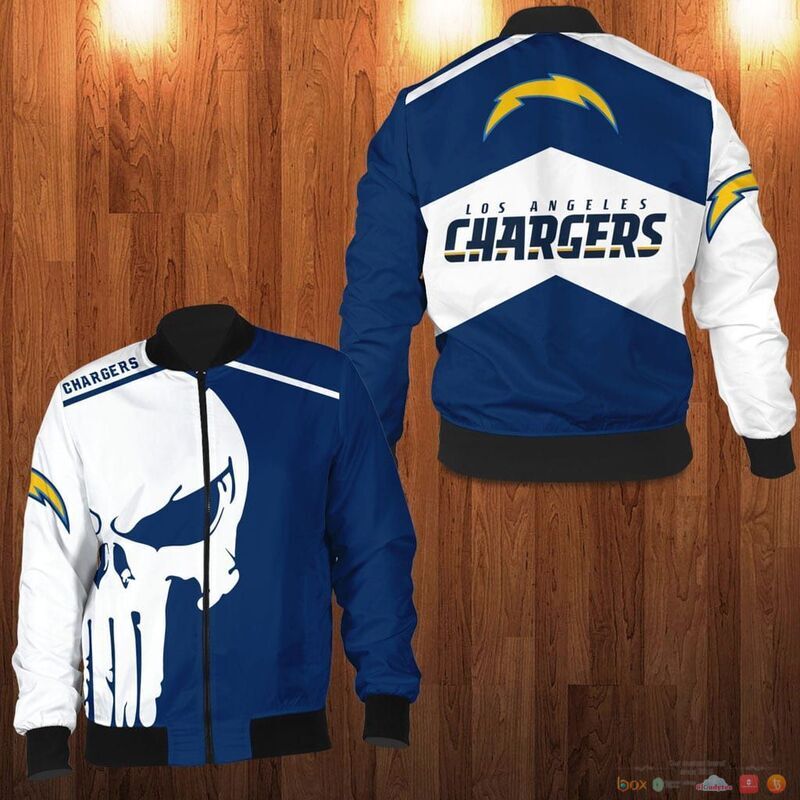 Los Angeles Chargers punisher skull 3d bomber Jacket 3 Los Angeles Chargers punisher skull Bomber Jacket