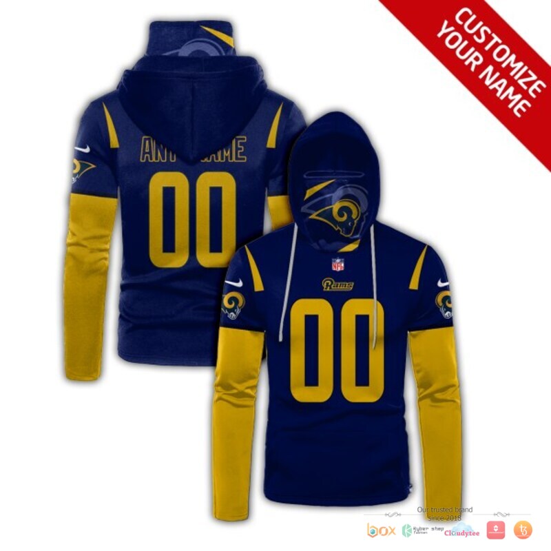 Los Angeles Rams blue and yellow 3d hoodie mask
