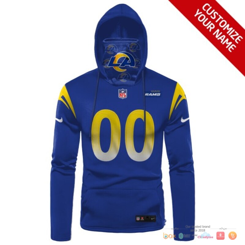 Los Angeles Rams blue yellow Nike 3d hoodie mask 1