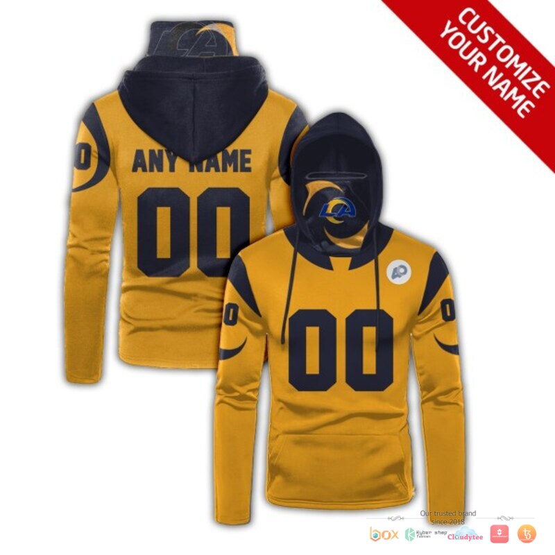 Los Angeles Rams yellow Navy 3d hoodie mask